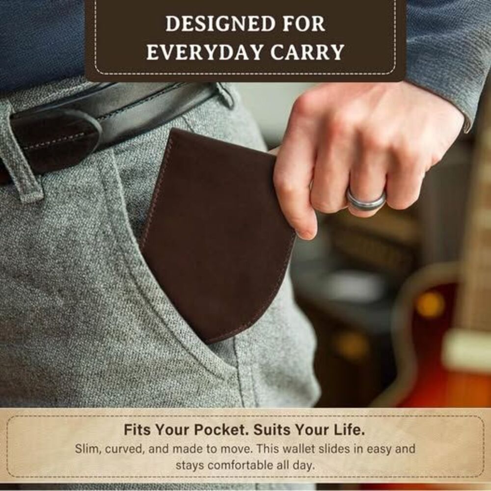 ROGUE WALLET Genuine Leather Wallets for Men – Minimalist, Classic Curved Slim